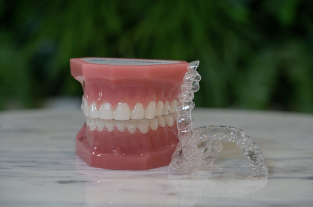 A close-up photo of Invisalign Clear Aligners.